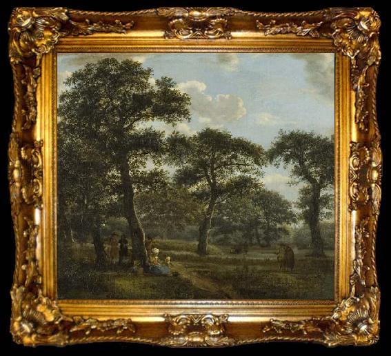framed  Jan van der Heyden Figures Resting and Promenading in an Oak Forest, ta009-2